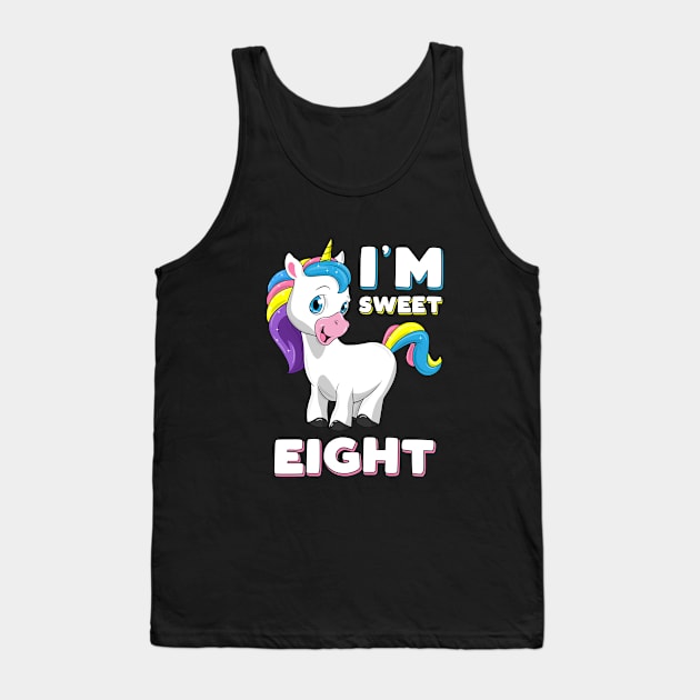 I'm eight Girl Shirt Sweet Unicorn 8th birthday Kids Party Tank Top by ELFEINHALB